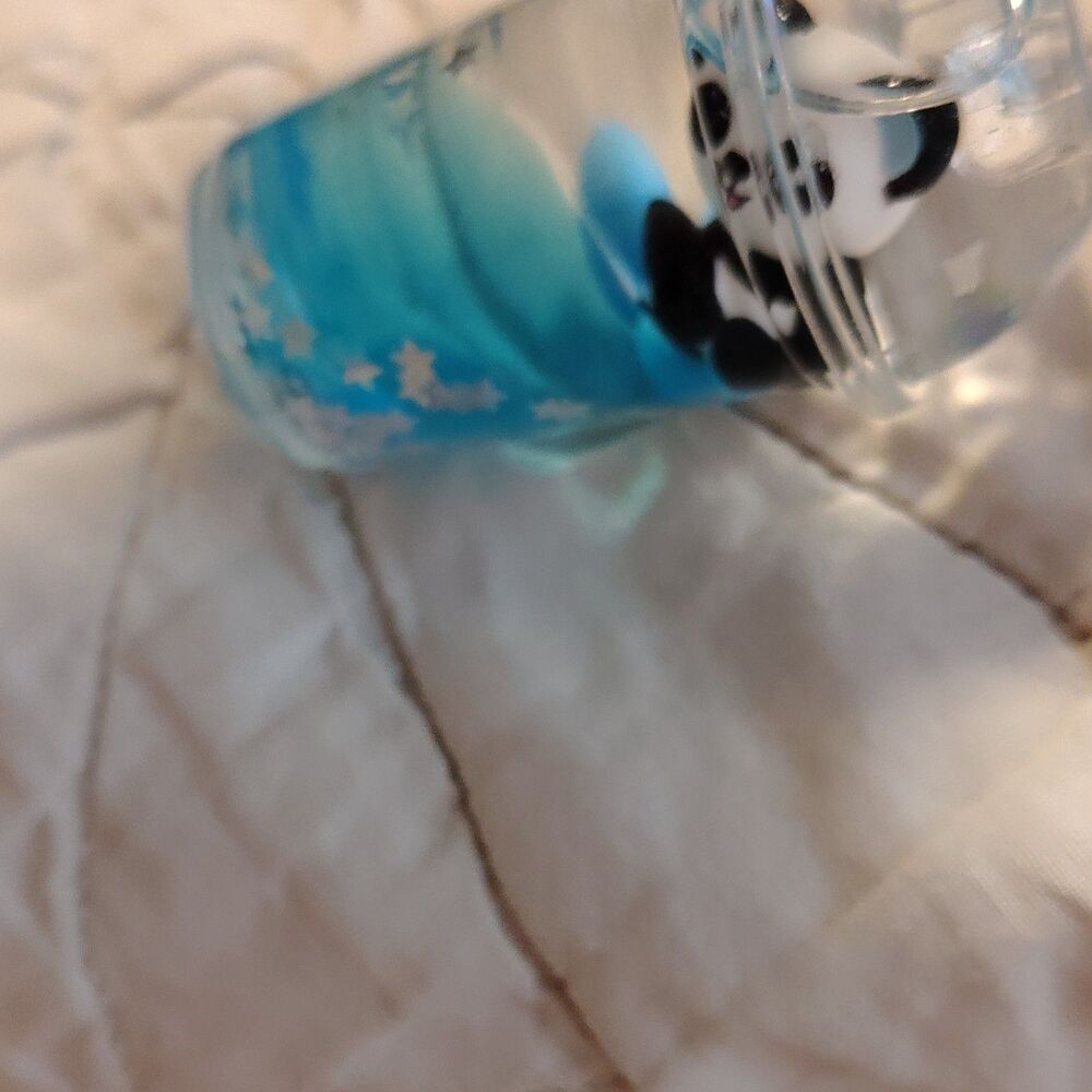 Panda Keychain Blue Black White Plastic Detachable‎ Keyring Animal Modern - Picture 2 of 3